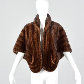 1950s Brown Mink Stole with Pockets