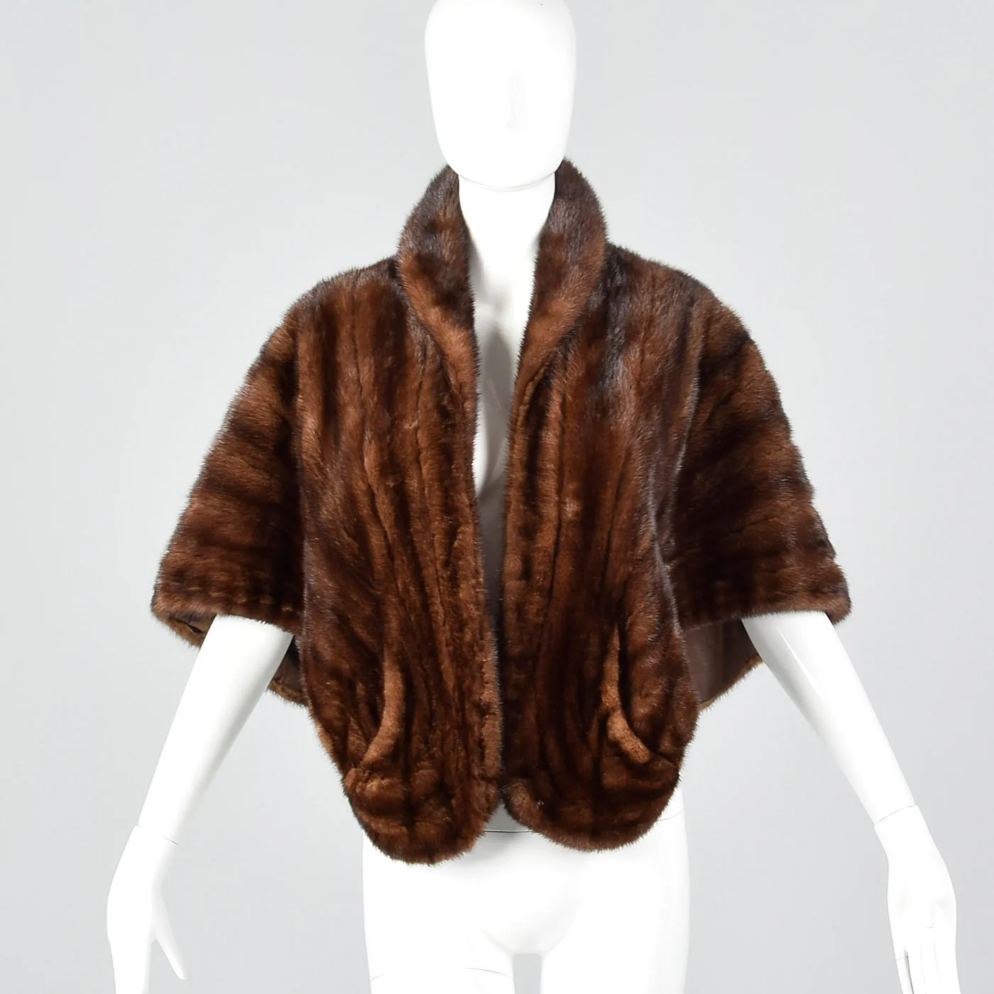 1950s Brown Mink Stole with Pockets