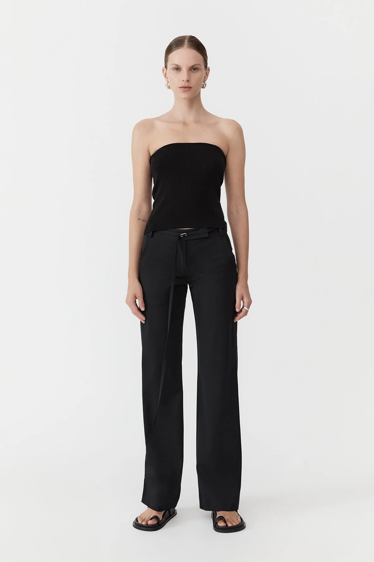 90s Strapless Knit Top - Black