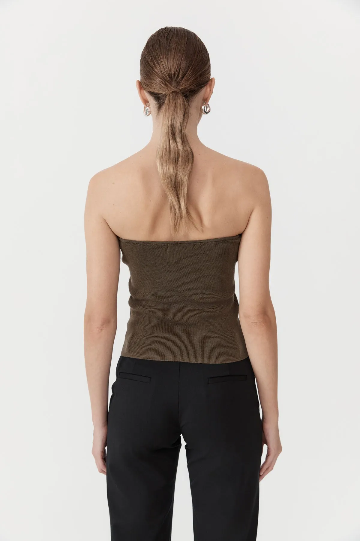 90s Strapless Knit Top - Kelp