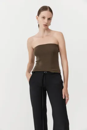 90s Strapless Knit Top - Kelp