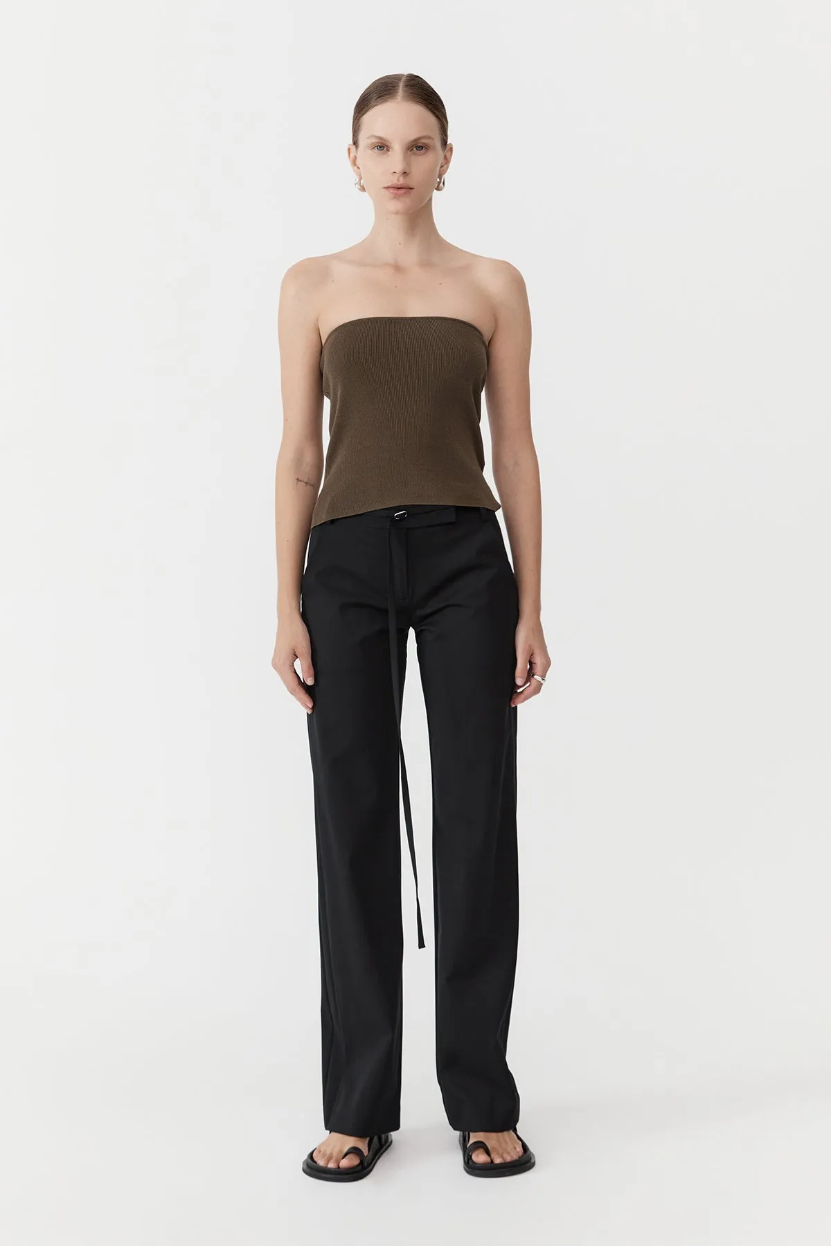 90s Strapless Knit Top - Kelp