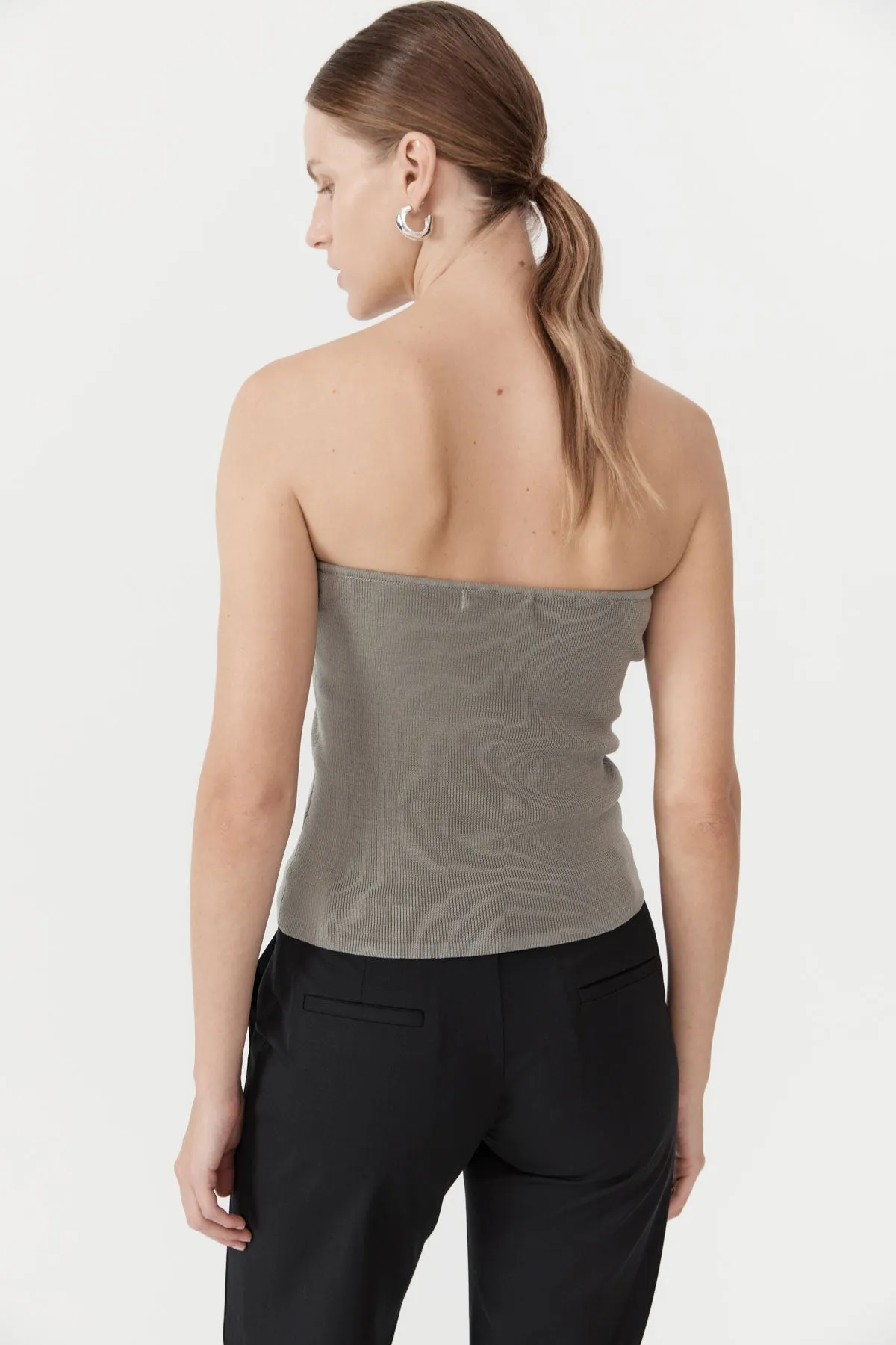 90s Strapless Knit Top - Shadow