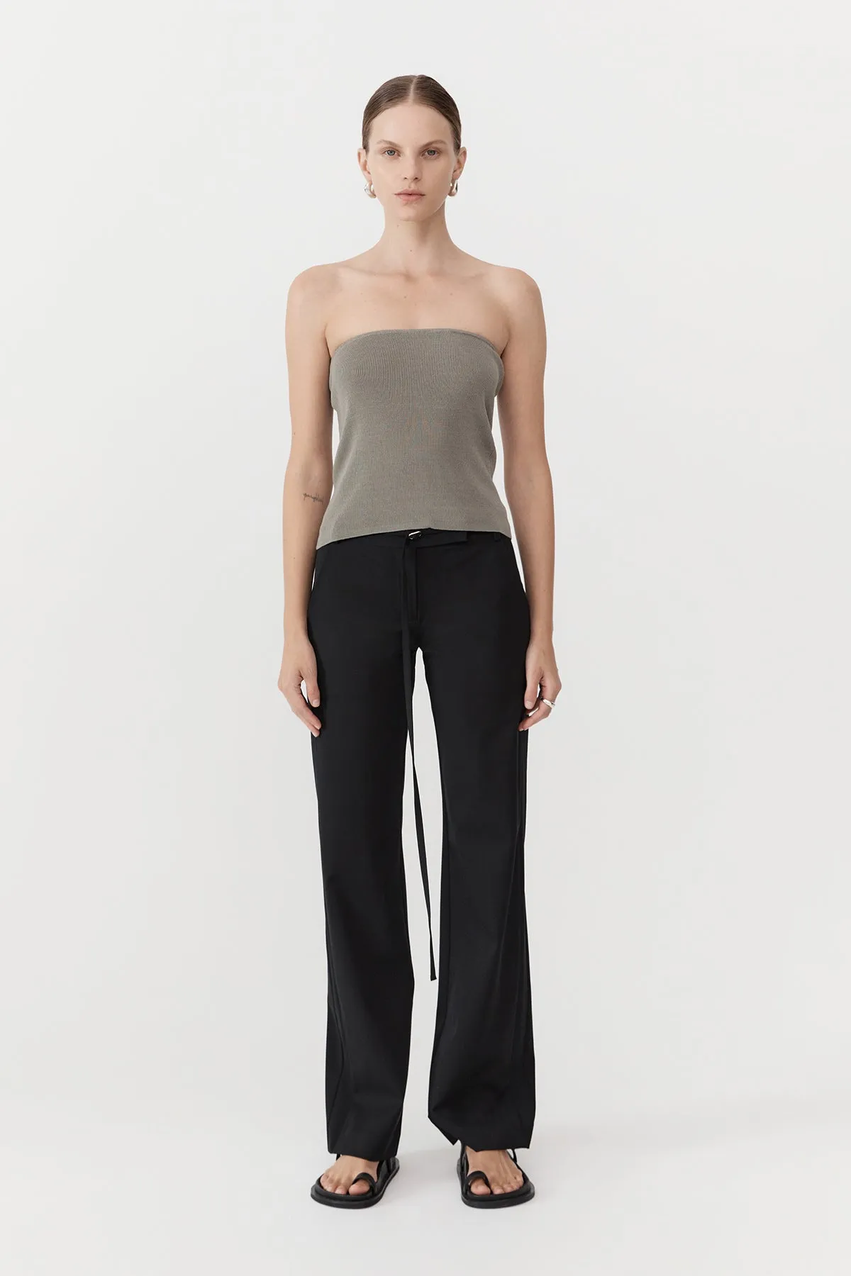 90s Strapless Knit Top - Shadow