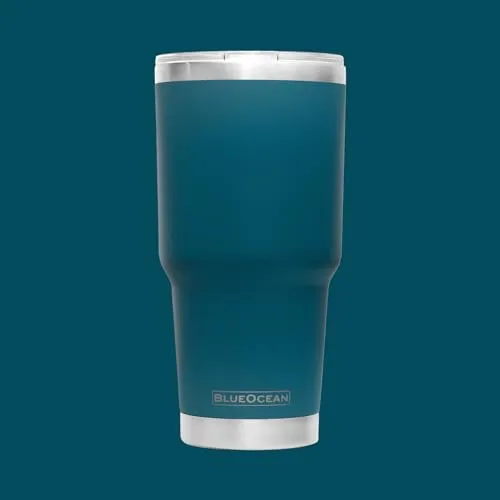 BlueOcean Classic 30 oz Tumbler Stainless Steel Travel Mug w/Pro-Slide Lid | Double Wall Vacuum Insulated | Perfect for Cold Drinks, Coffee Mug, Travel Cup, or Water Tumbler (Big Ocean Blue)