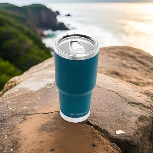 BlueOcean Classic 30 oz Tumbler Stainless Steel Travel Mug w/Pro-Slide Lid | Double Wall Vacuum Insulated | Perfect for Cold Drinks, Coffee Mug, Travel Cup, or Water Tumbler (Big Ocean Blue)