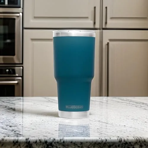 BlueOcean Classic 30 oz Tumbler Stainless Steel Travel Mug w/Pro-Slide Lid | Double Wall Vacuum Insulated | Perfect for Cold Drinks, Coffee Mug, Travel Cup, or Water Tumbler (Big Ocean Blue)