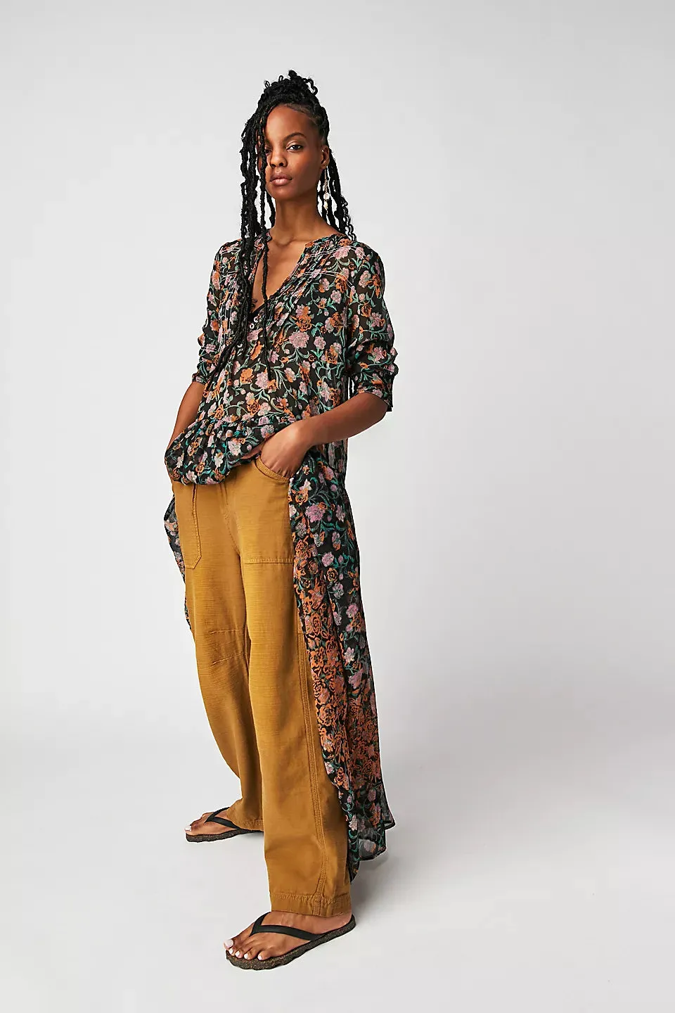 Free People See It Through Dress in Black Combo