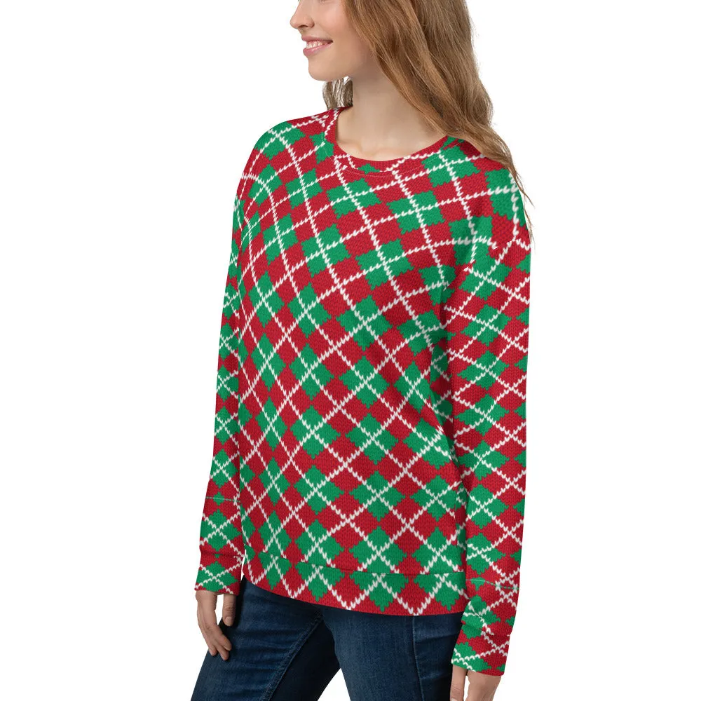 Knit Argyle Christmas Pattern Women's Sweatshirt