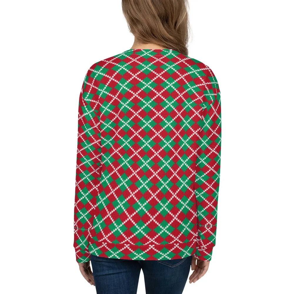 Knit Argyle Christmas Pattern Women's Sweatshirt