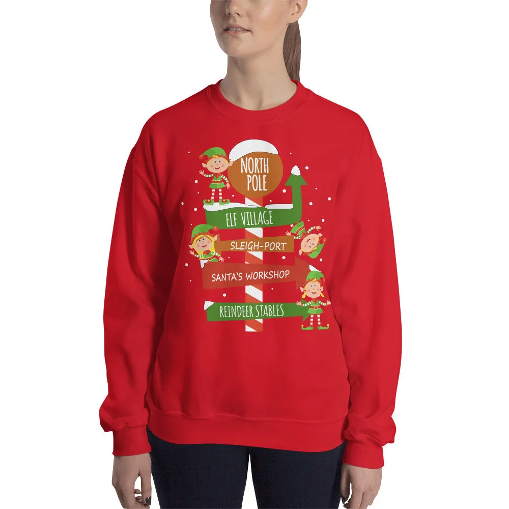 North Pole Sign Board Women's Sweatshirt