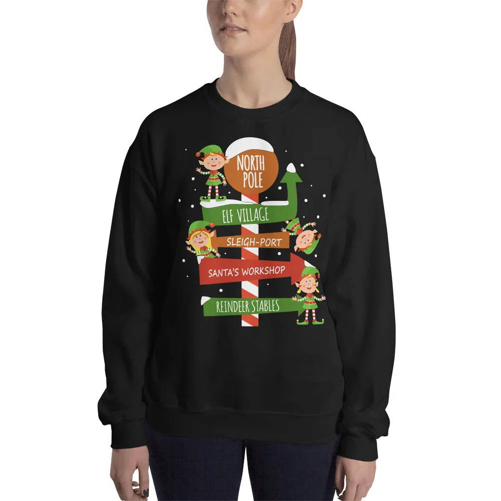 North Pole Sign Board Women's Sweatshirt