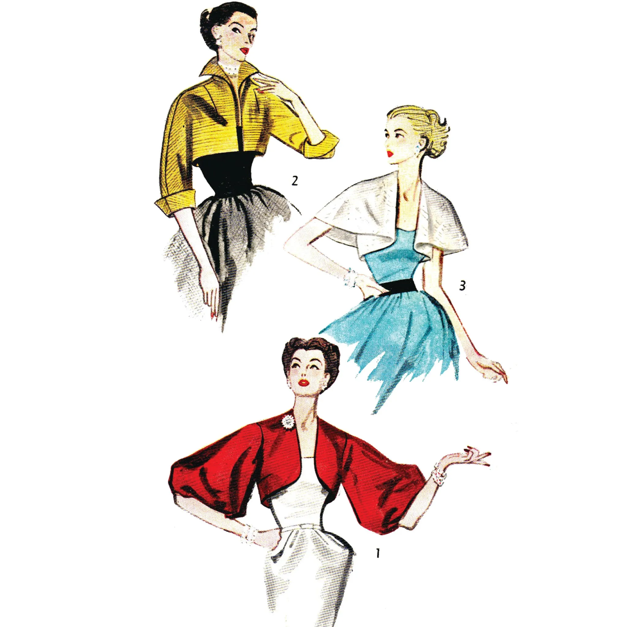 PDF - 1950s Sewing Pattern, Shorty Jackets - Bust: 34” (86.4cm) - Download