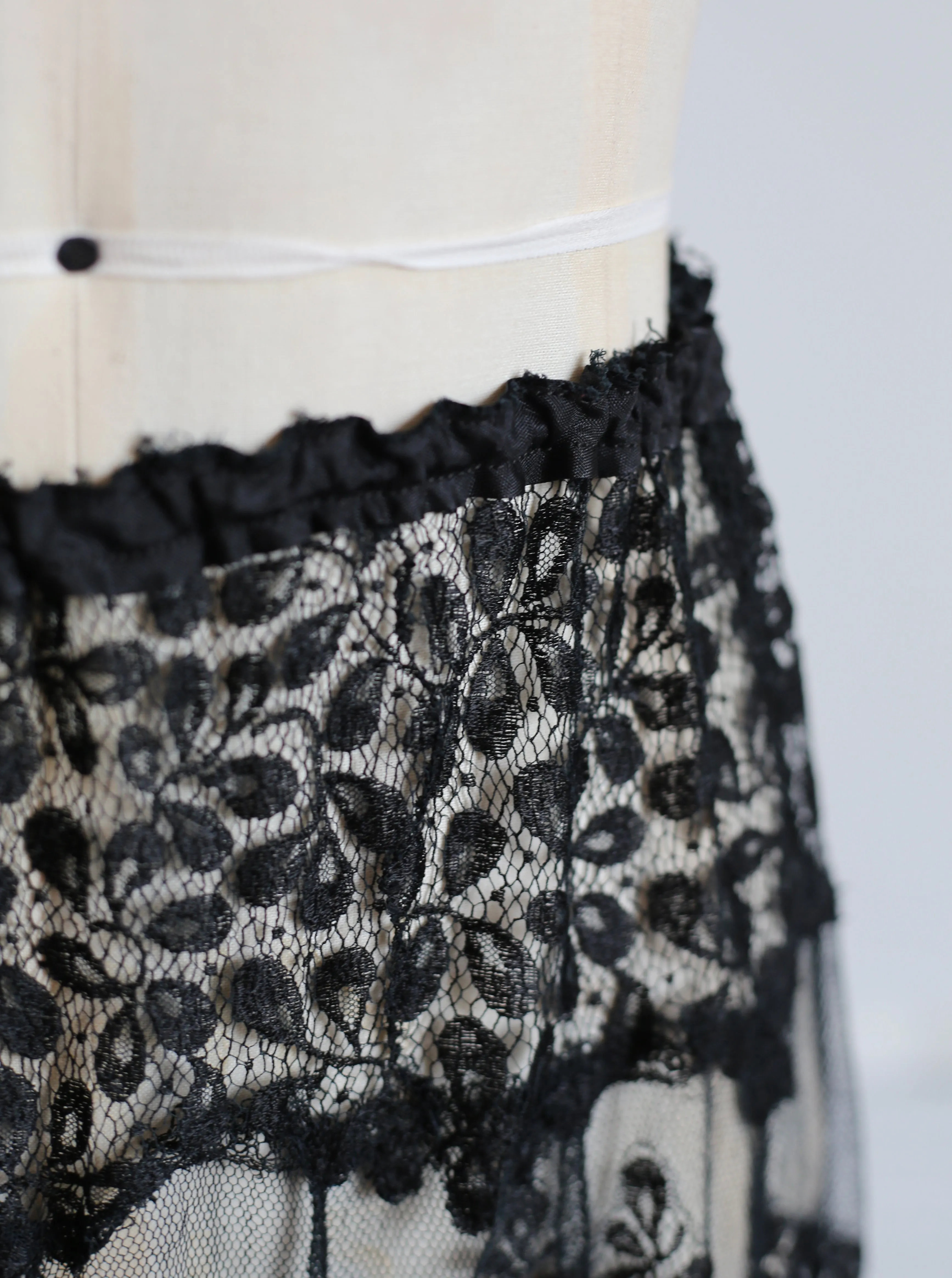 RESERVED FOR LINDA Vintage 1920s Black and Gold Lace Skirt