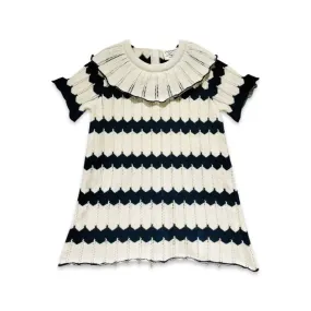 Scalloped Collar Knit Baby Sweater Dress