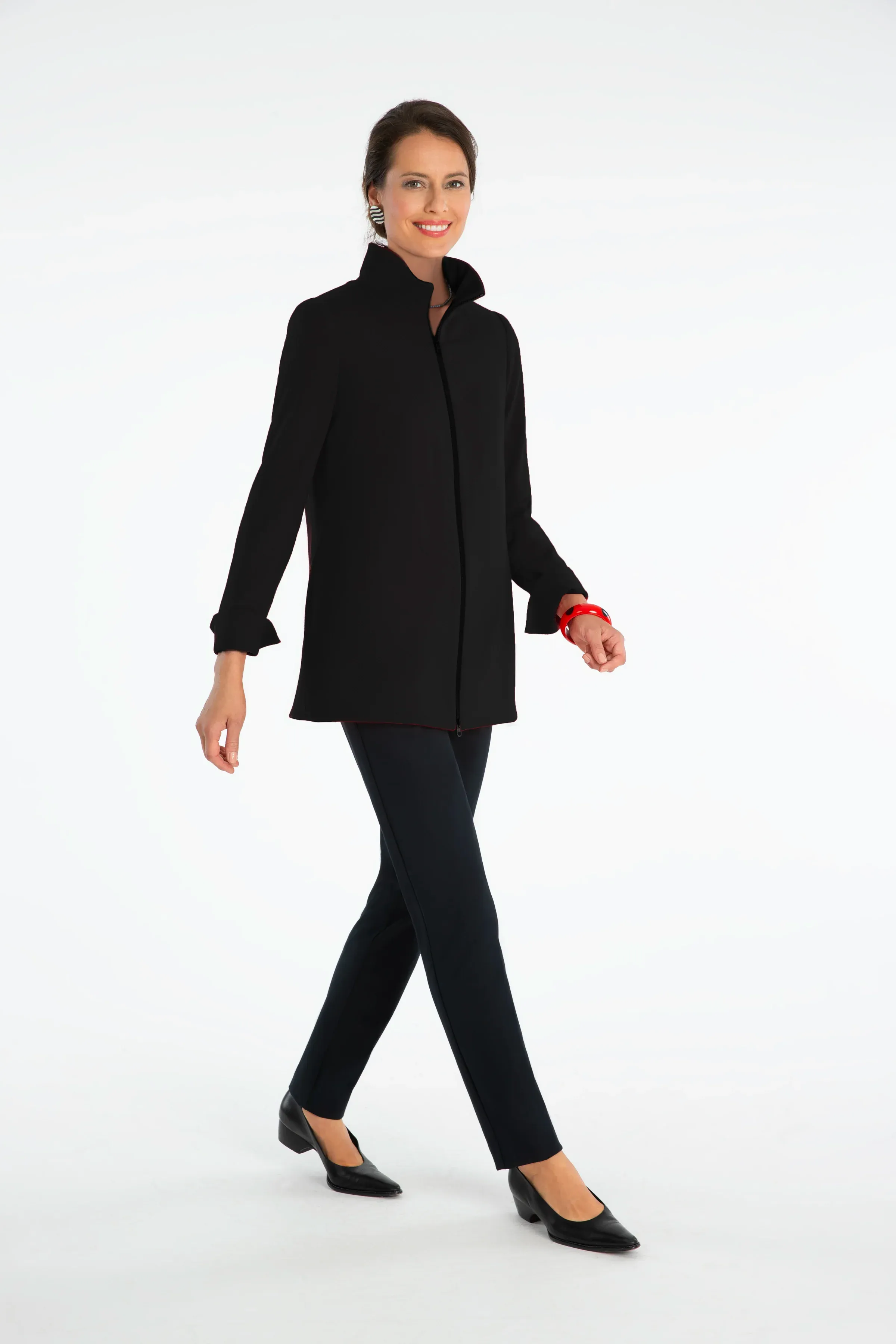 Small Square Jacquard Long Swing With Zipper