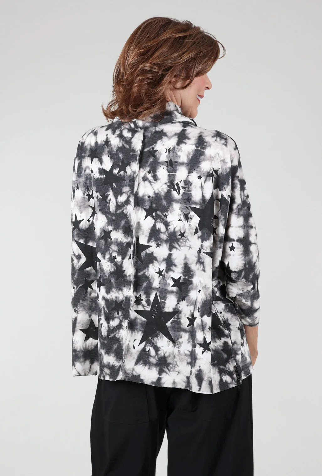 Starry Funnel Pullover, White/Black