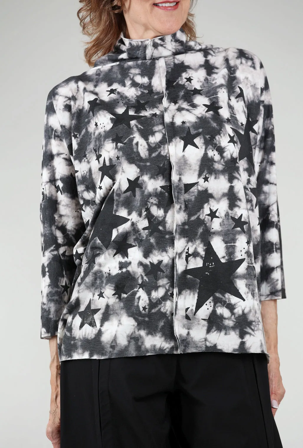 Starry Funnel Pullover, White/Black