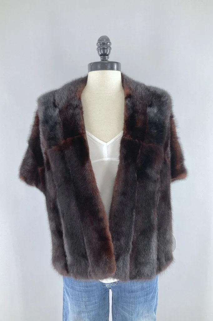 Vintage 1950s Dark Brown Fur Stole