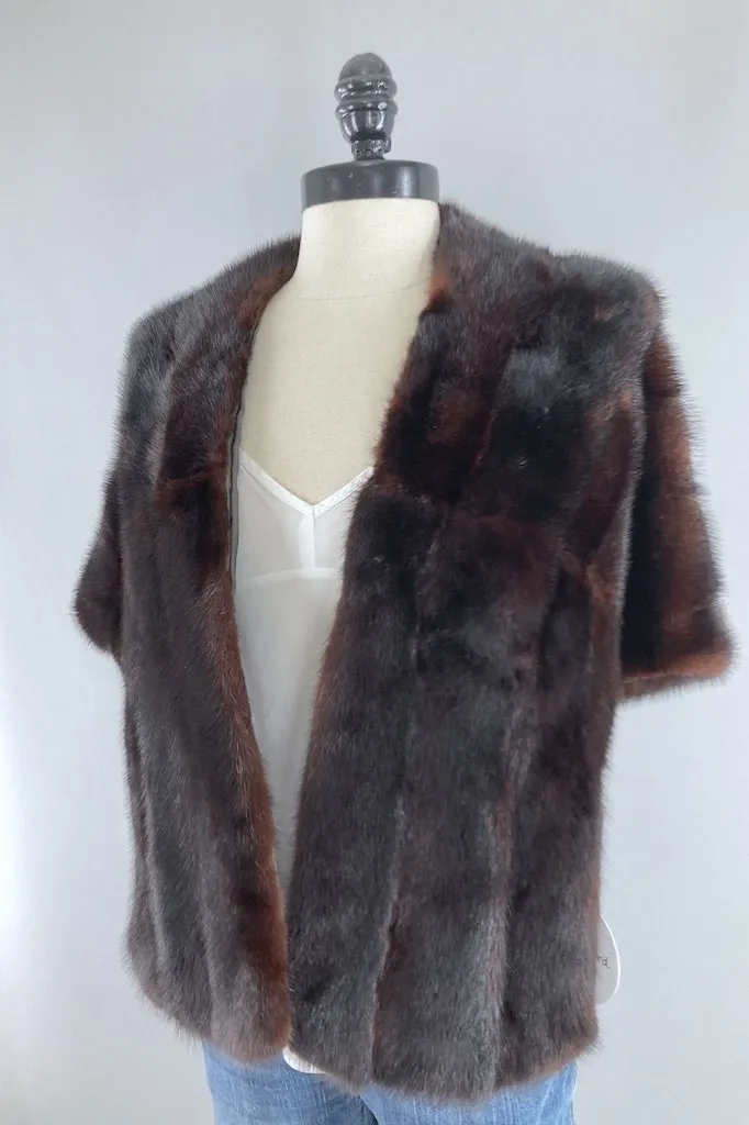Vintage 1950s Dark Brown Fur Stole