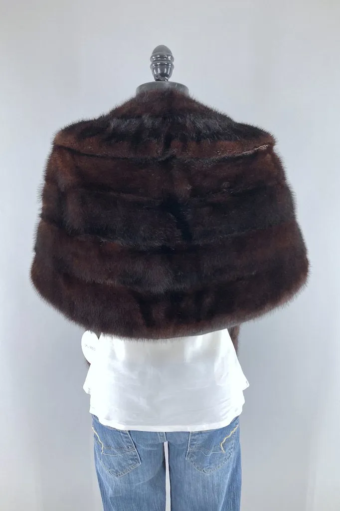 Vintage 1950s Dark Brown Fur Stole