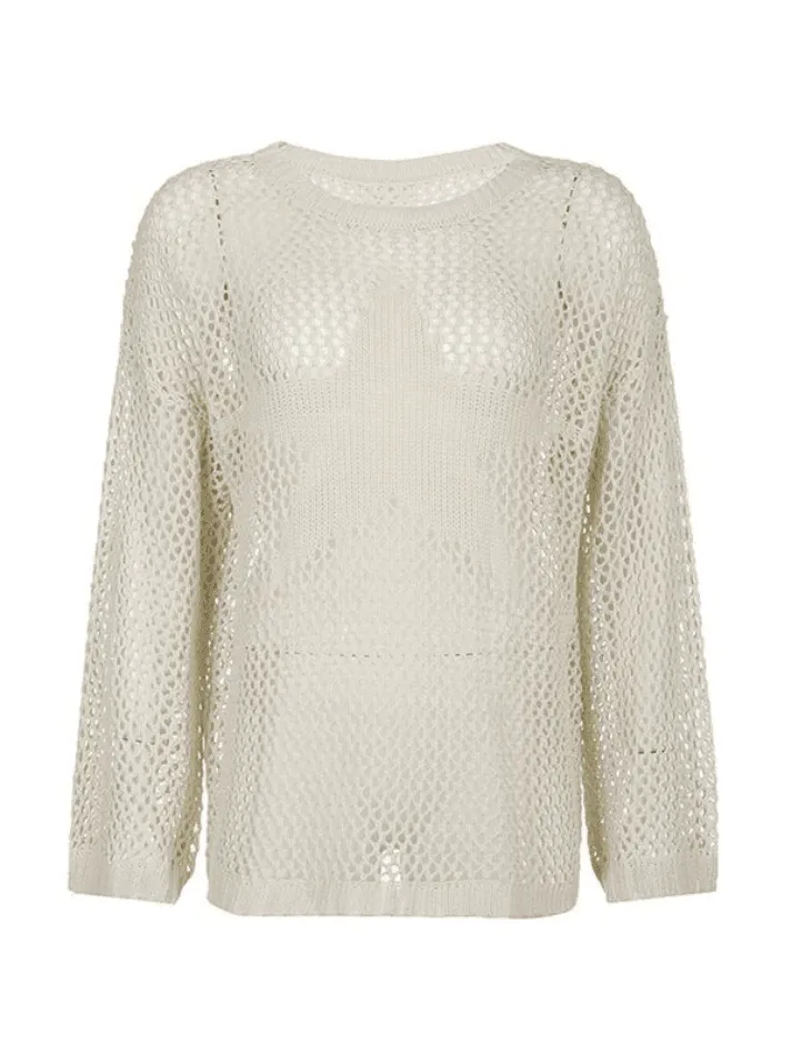 Wenkouban-Spring Casual Outfits Y2K Outfits Hollow Out Star Crochet Knit Top